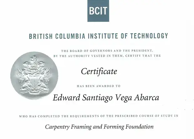 Carpentry Framing and Forming Certificate
