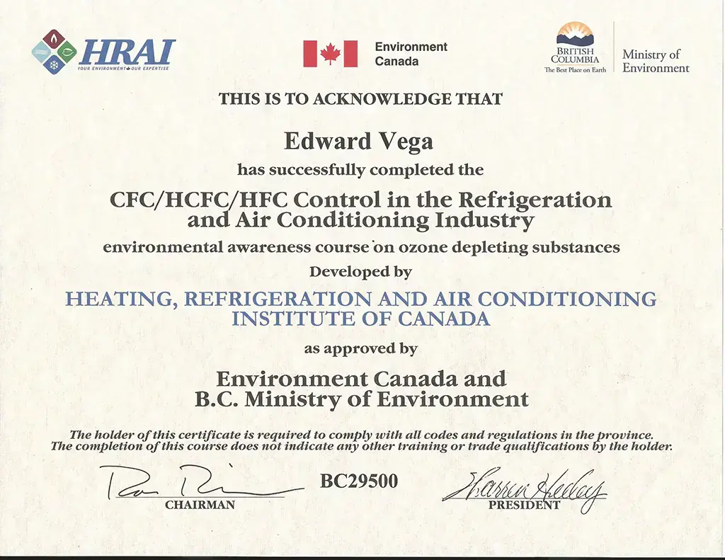HVAC, Plumbing and Electrical Certificate