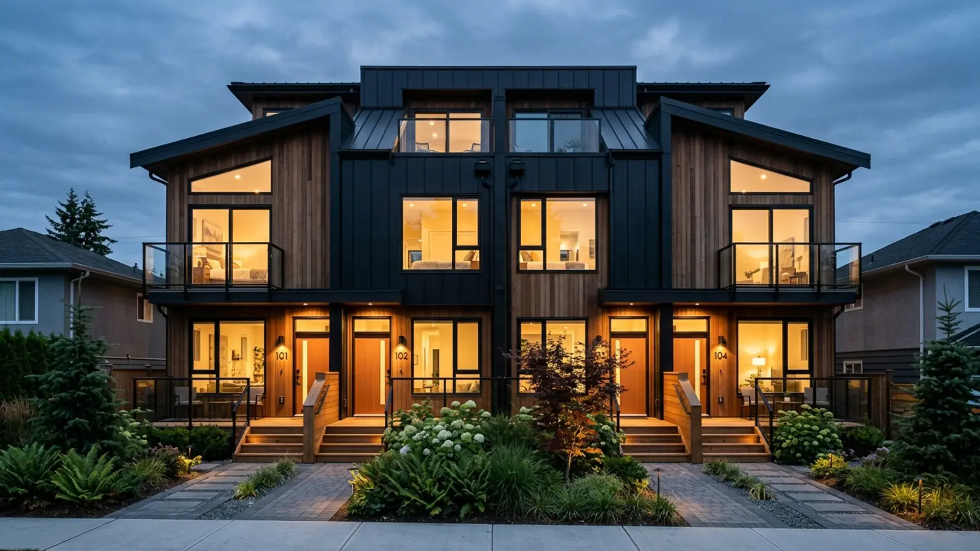 Small-Scale Multi-Unit Housing (SSMUH) multiplex permit drawings in BC
